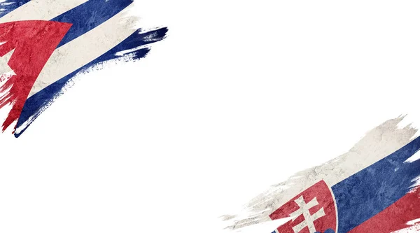 Флаги Кубы и Словацкой Республики на белом фоне — стоковое фото